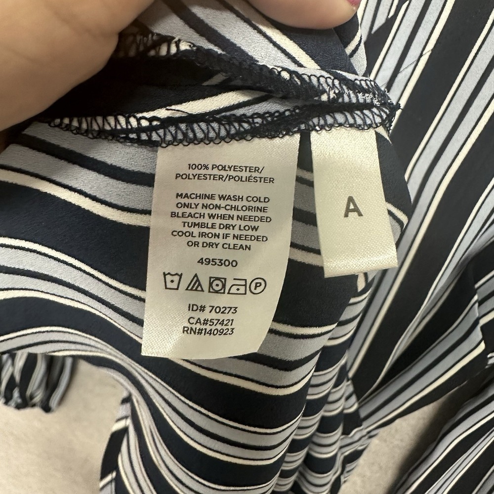 Ann Taylor LOFT Women Size XS Blue Striped Long Sleeve Peplum Tie Wrap Tunic NEW - Picture 9 of 10